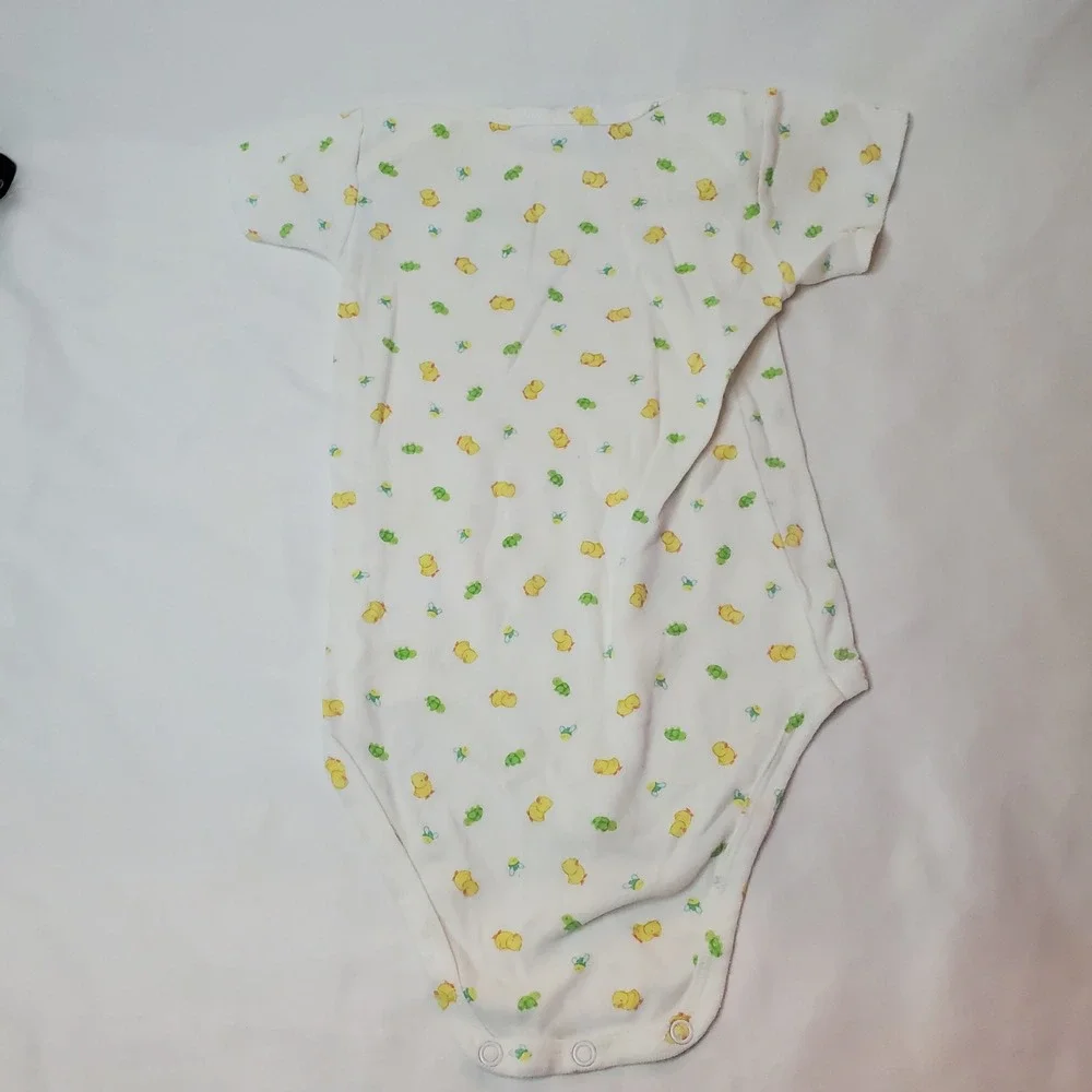 Tykes Carter's Baby vintage White Duck Turtle‎ Bee Short Sleeve Bodysuit 3-6M
